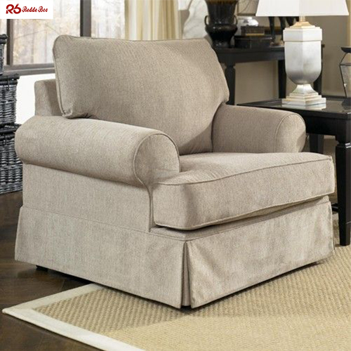 Anti Wear Removable Beige Cotton Linen Material Couch Sofa 2 Seater