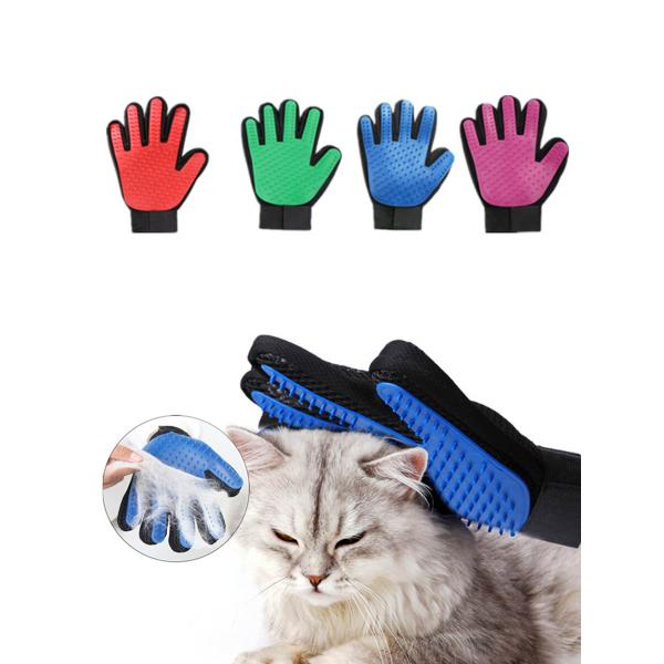 Красочная щетка Дешеддинг волос перчаток холить кота/собаки для ванны чистой