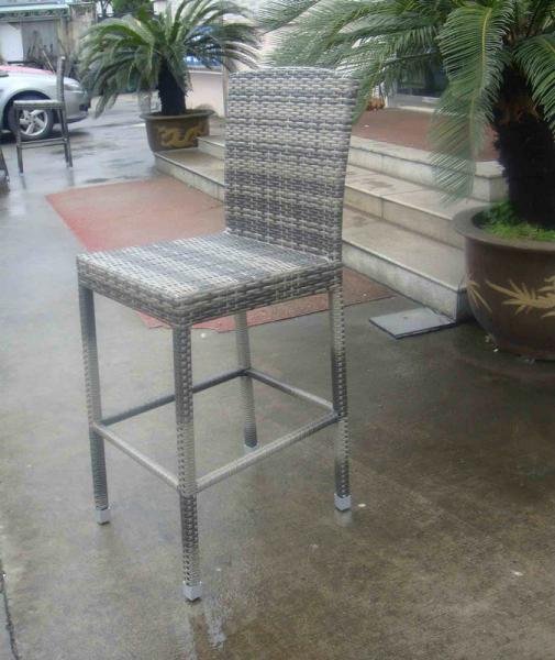Hand-Woven Grey Rattan Bar Set , Resin Wicker Patio Bar Furniture
