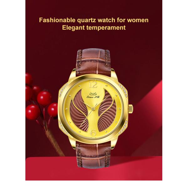 Fashionable Stainless Steel Genuine Leather Quartz Watch Elegant Luxury For Women