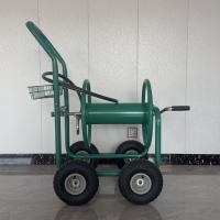 Green Hose Reel Cart Easy Assembly and Sturdy Steel Frame for Eco-friendly Gardening