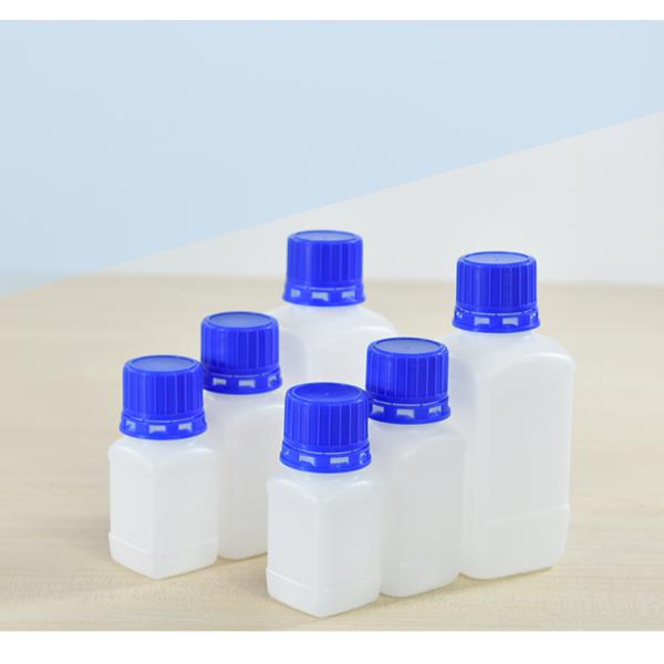 Square White HDPE Plastic Lab Bottles Reagent Chemical Storage 60ml-250ml