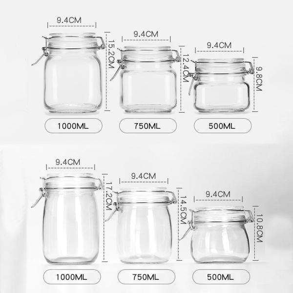 Wide Opening Recycled Glass Jars With Lid , Fermenting Glass Preserving Jars