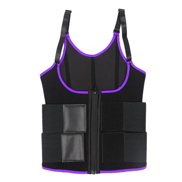 Purple 6xl Sauna Vest Workout Waist Trainer Vest Zipper Closure