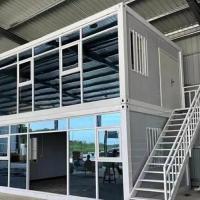 Construction Site Expandable Steel Luxury Container House With Blue Steel Door And Composite Wood Board Floor