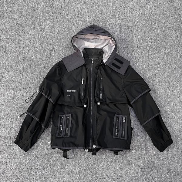 Custom Track Hunting Mens Jacket Outdoor Mountaineering Trekking Hooded Jacket Windbreaker Polyester Nylon Double Layer Jacket
