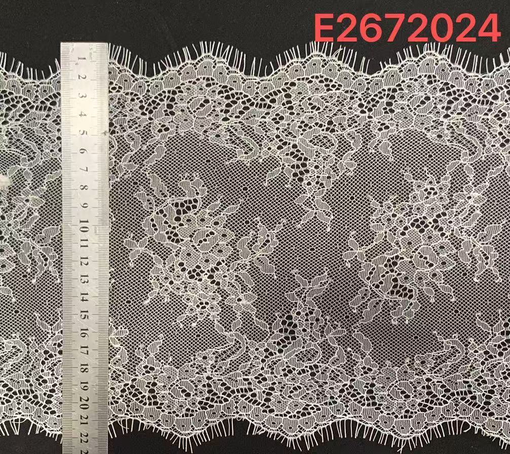 White Eyelash Non-Elastic Nylon Lace Trim Romantic Floral Lace for Evening Gown Garment Accessories