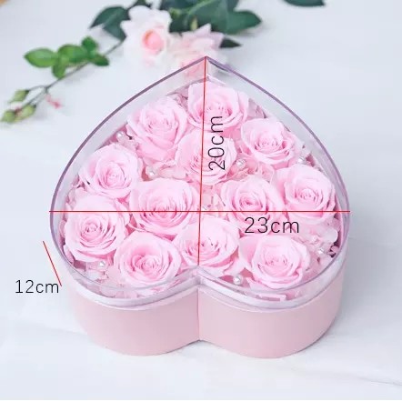 New Arrival Gift preserved rose in acrylic heartshap gift box Preserved Flowers