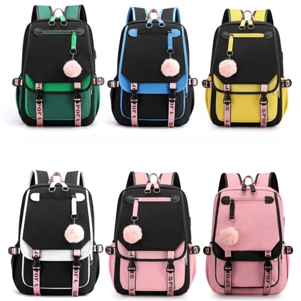 Colefa Korean Version Minimalist Multi-layer 13 Inch Computer Backpack Headphone Jack for Middle High School Students Backpack