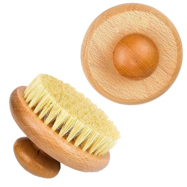 Exfoliating естественный круг Massager тела ливня спа щетки ванны щетинки деревянный