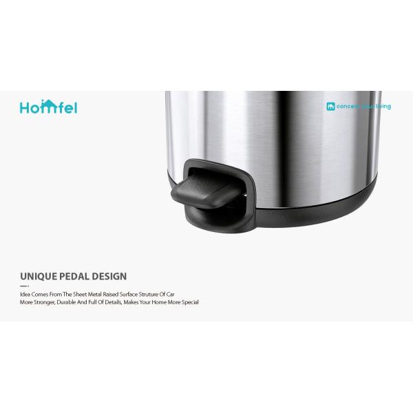 30L Stainless Steel Household Stylish Thin Lid Pedal Trash Bin Waste Bin Dustbin Soft Close Round Metal Trash Can ROUND