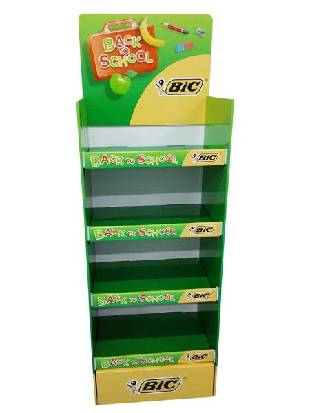 Customizable Corrugated Cardboard Shelf Displays CMYK Offset Printing For School