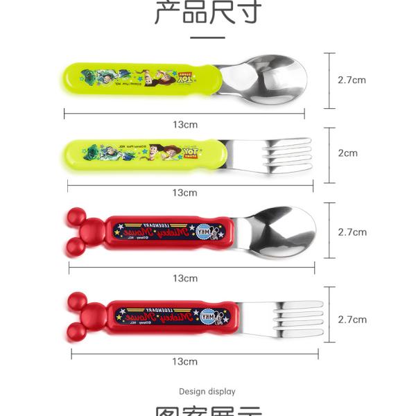 Factory Direct Customized logo stainless steel cute cartoon plastic PS handle baby kids children cutlery