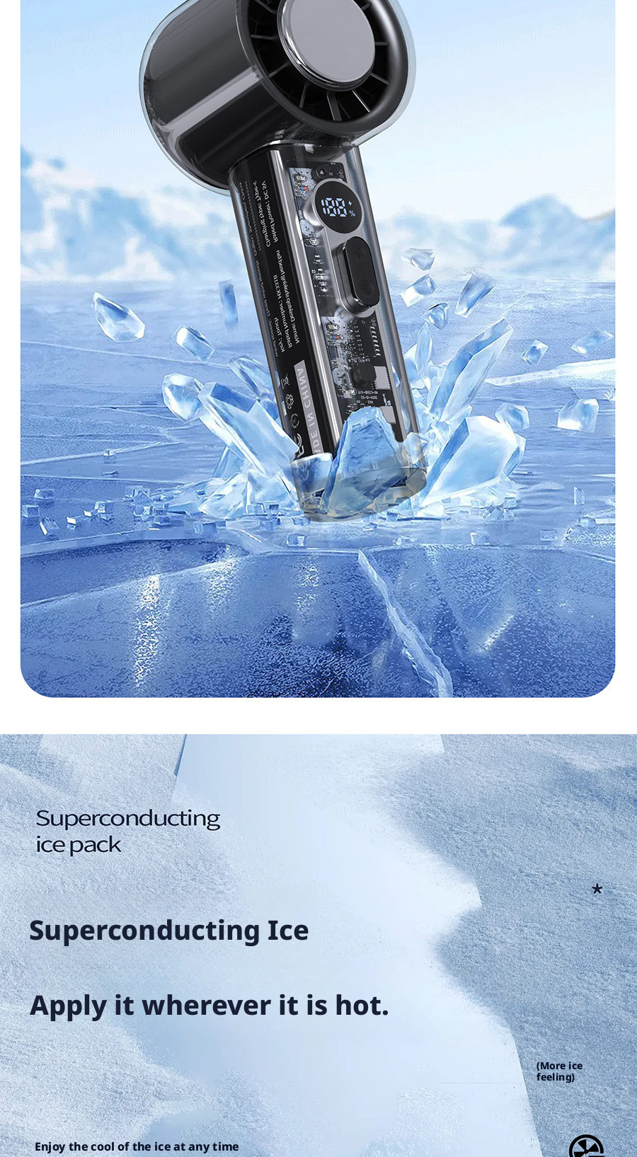 Customized 3000mAh Mini Battery Operated Fan Handheld Digital Display Personal Cooling