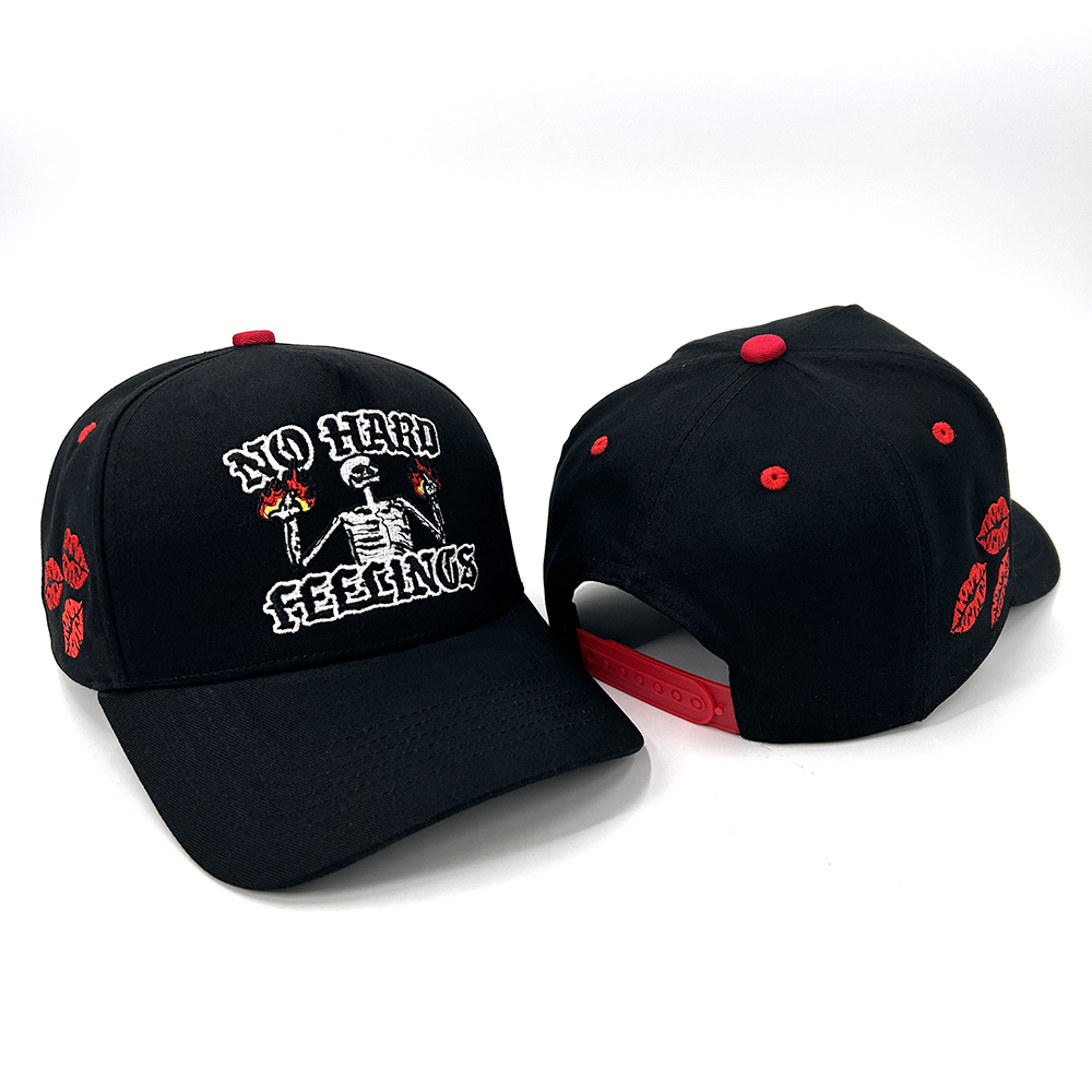 A Frame Cotton Fabric Mens Baseball Hat 5 Panel Custom Embroidered Logo