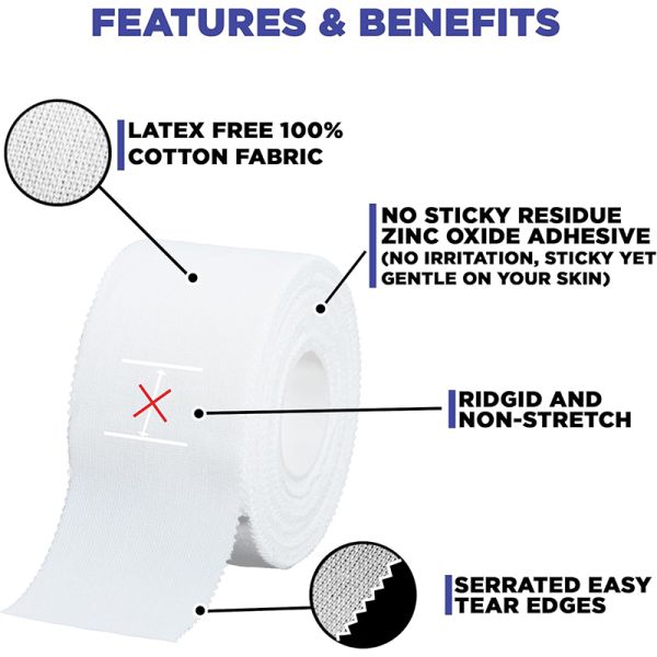 OEM Breathable Medical Raw Material Zinc Oxide Cotton Tape 5cmx5m Easy Tear