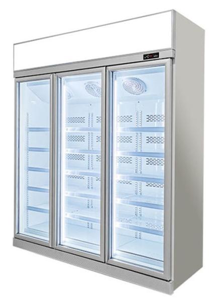 Frozen Food Supermarket Glass Door Freezer Vertical With LED Light