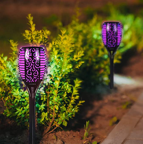 4 Pack Purple Flame 5.5volts Solar Garden Torch Light