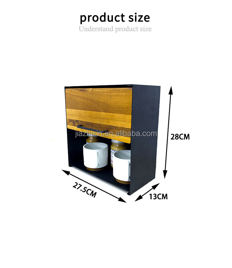3 Layer Kitchen Countertop Spice Cabinet With Wooden Door Seasoning Bottle Organizer Living Room Coffee Tea Bag Mug Storage Rack