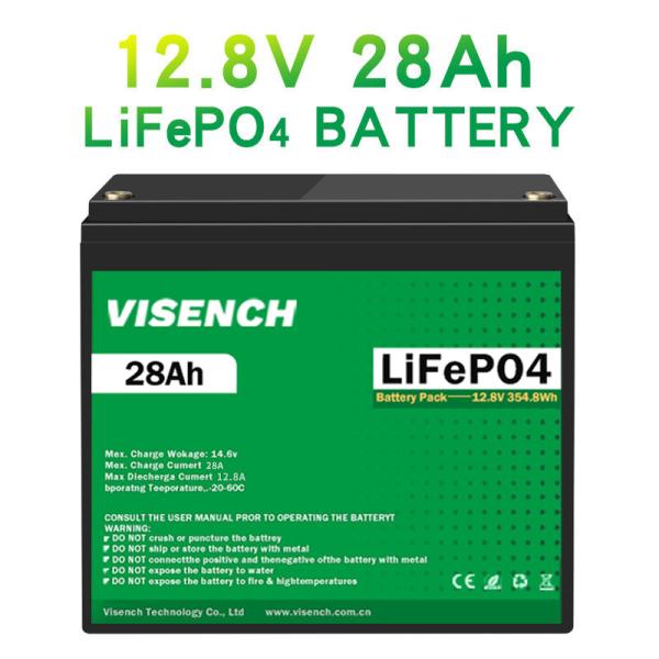 Visench 12.8V Lifepo4 Bateria 12V 28Ah Bateria de ferro de lítio Deep Cycle Times