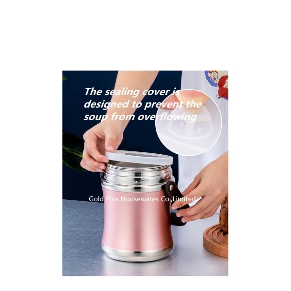1.6L Slim waist shaped keep food warm container soup pot with handle stainless steel insulated vacuum tiffin carrier