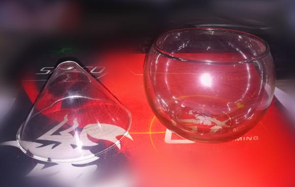 Caviar sea food cooler glass server with high quality glass material and logo can be printed on bottom