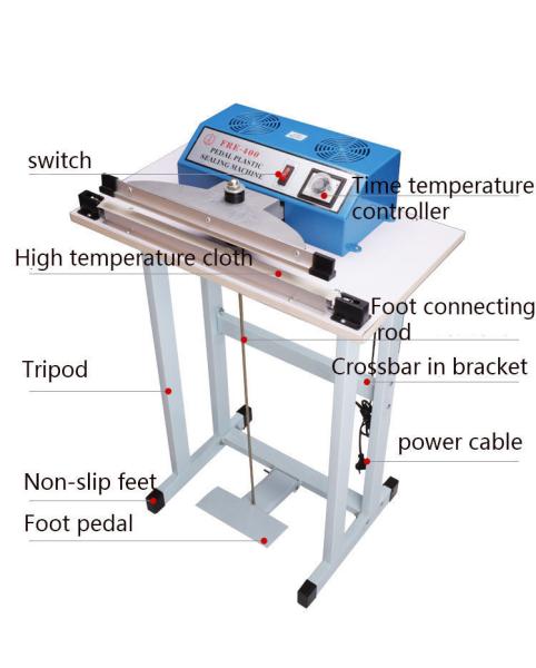 ZEQUAN FR500 Iron Body Foot Pedal Sealing Machine 500mm Sealing Length for Plastic Bag