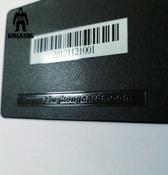 Deboss Text  Blank Metal Business Cards , Black Metallic Business Cards With Bar Code