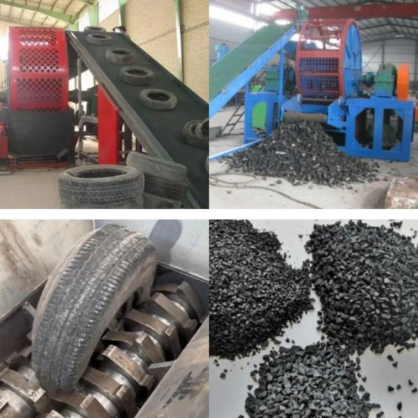 SKD-11 Blades Material Full Automatic Customizable Scrap Rubber Tire Shredding Equipment