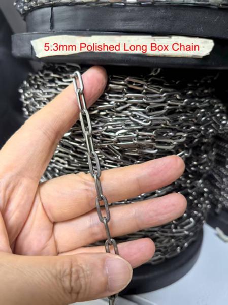 Stocked and Hot Sale 5.3mm Long Box Chain Titanium Accessories Gentlemen Chain