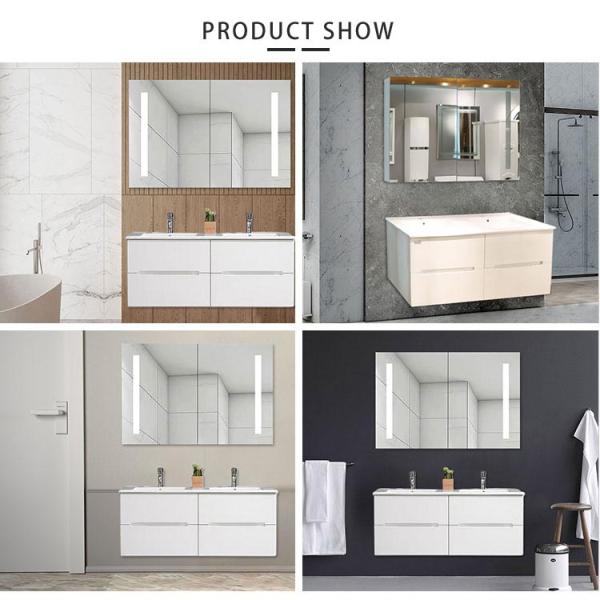 80*48cm PVC Bathroom Cabinets With LED Mirror And Ceramic Basins