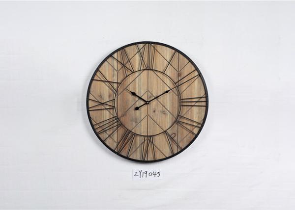 Circular Wrought Iron Wood Vintage Retro Wall Clock