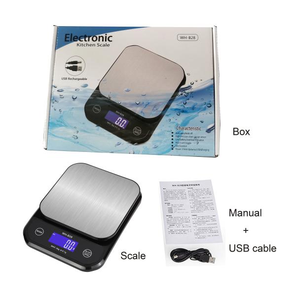 Waterproof USB Digital Kitchen Weighing Scale for Baking Special Function Waterproof Maximum Weight Recommendation 10KG