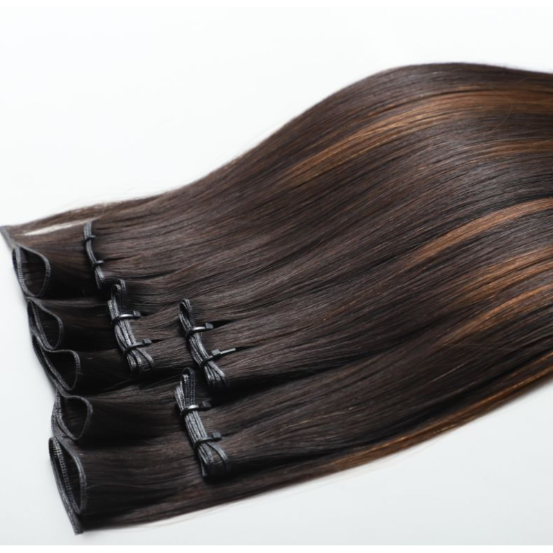 Genius Weft Cuticle Aligned Hair Extensions Double Drawn Straight Remy 100% Human Brazilian Hair Balayage
