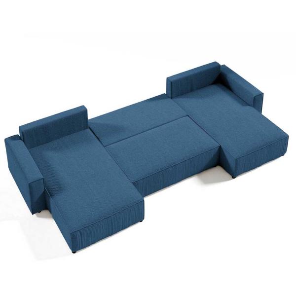 U shape is popular in Europe and America Convertible panoramic Living room sofa with lilac ribbed velvet trunk sofa bed