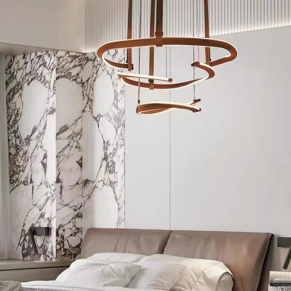Italian Minimalist Living Room Chandelier Post-modern Leather Dining Room Bedroom Hanging Light