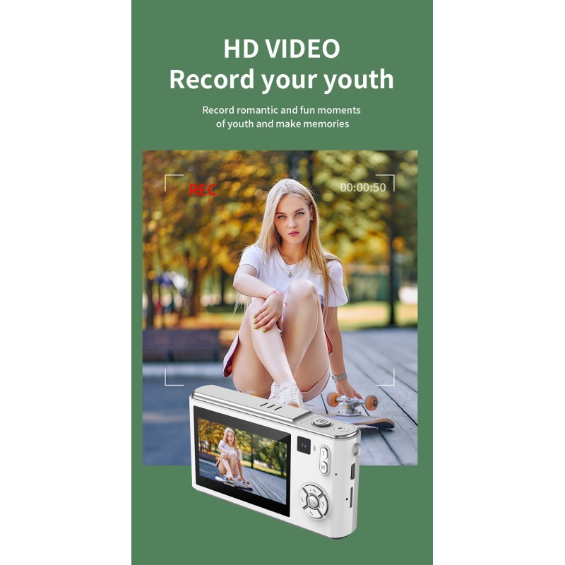 Retro Digital Camera for Teens HD Video 3.0 Inch Screen 1000mAh Battery Auto Focus Support 32GB TF Card