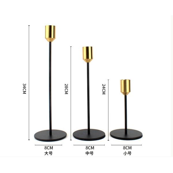 Home Decor Gold Color OEM Brass Taper Candle Holders Gift Set For Wedding Party