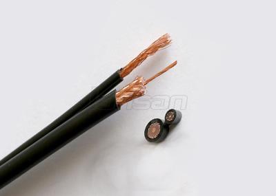Cabo coaxial do preto da linha de alta tensão do cabo coaxial dois do OEM/ODM RG6/o branco