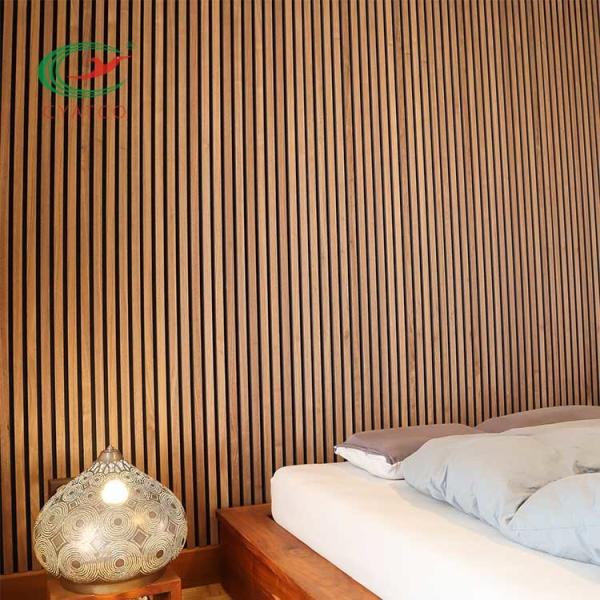 Mildewproof Fluted Wooden Acoustic Panels Wall Stable Multiscene