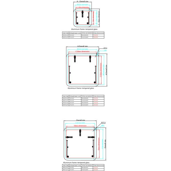 Anodized Aluminum Frame Marine Square Hatch 475x475mm