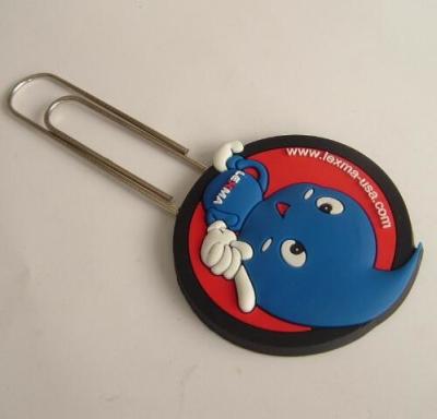 Custom USA Lexma 3D Charecter Design Stationery PVC Rubber Book Mark / Paper Clip For Promotion Gift