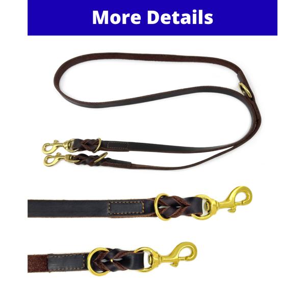 Multifunctional Genuine Leather Dog Leash Adjustable Durable Versatile