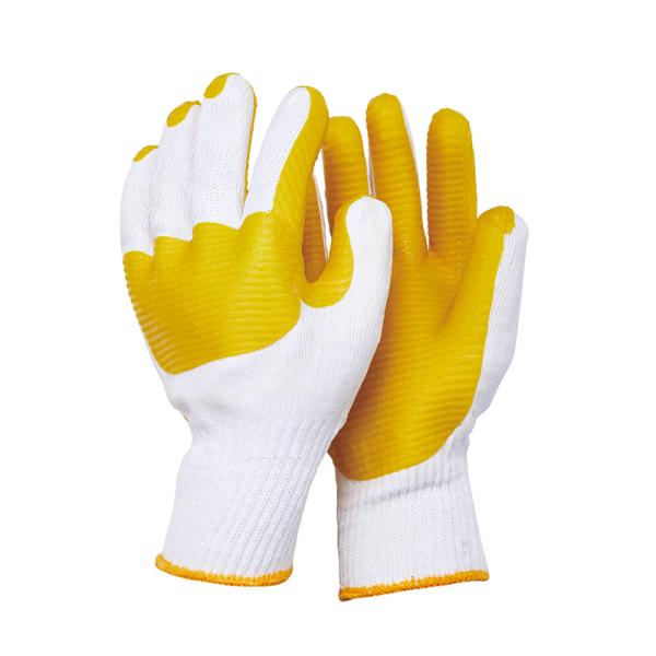 Reinforced Back LX22702 10G Red/Yellow White Polyester Knitted Safety Working Gloves for Construction