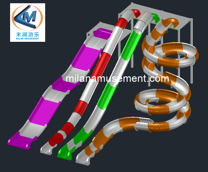 Beautiful Water Park And Playground With Slide For Children