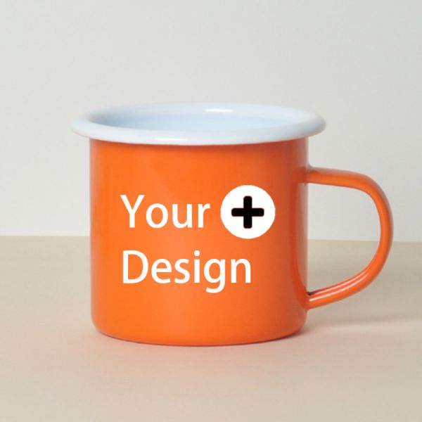 Enamel Coating Double Coating 12 Oz Coffee Mug Custom Style White Camping Enamel Cup Excellent for Custom Logo Printing