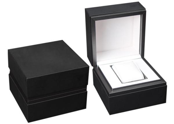 Luxury PU Leather Wooden Watch Box Dustproof Eco - Friendly With Metal Frame