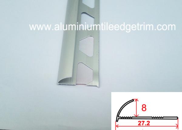 Half Round Aluminium Tile Edge Trim , Ceramic Tile Corner Trim Mill Finish 8mm Depth