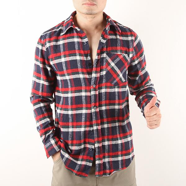 7 Colors Cotton Long Sleeve Mens Casual Plaid Shirts
