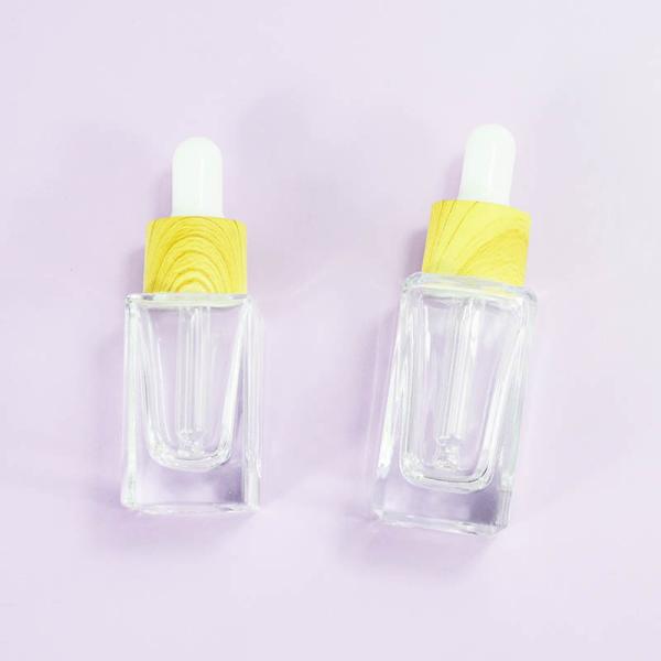 Silk-screen Printing 10ml 15ml Glass Packaging Square Shape Bottle for Hair Essential Oil